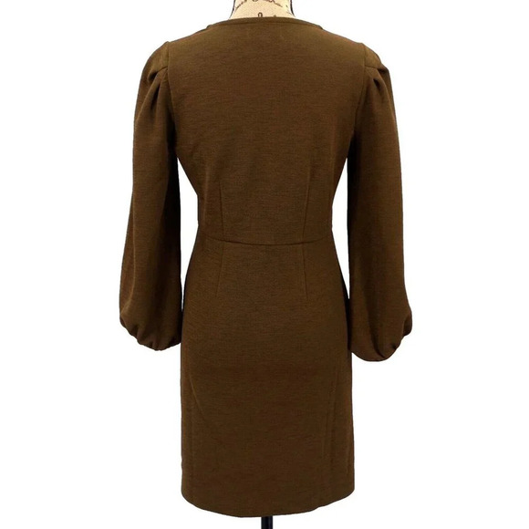 Madewell New Texture &‎ Thread Dress Women S Brown Button Crepe Balloon Sleeve - Picture 2 of 8